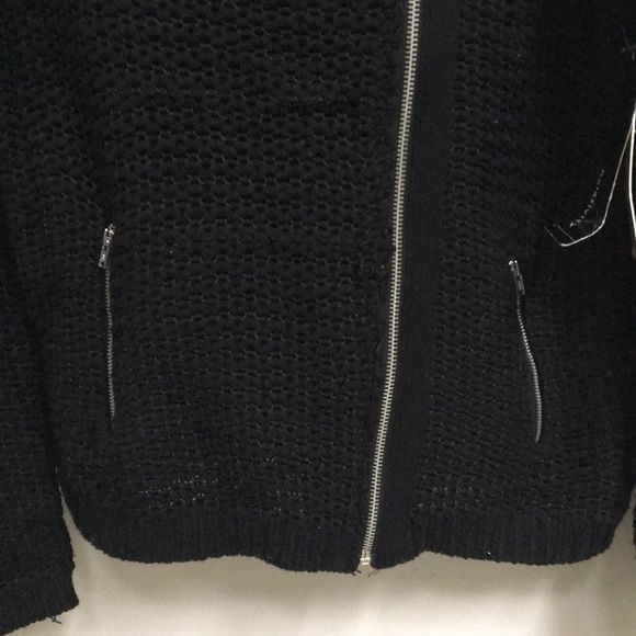 NWT!* Black Knit Zip-Up Sweater w/ Silver Zippers - Picture 5 of 8